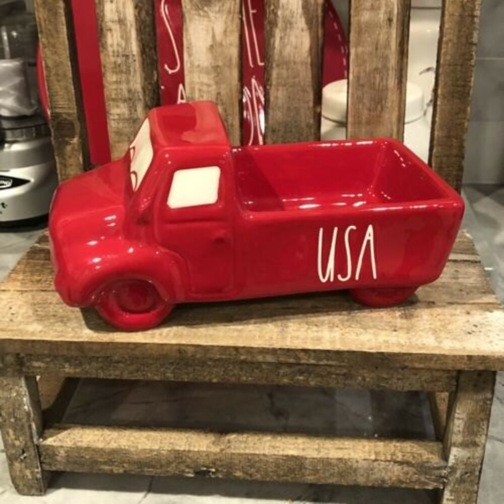 Rae Dunn USA Ceramic Red Truck 4th of July Independence Day Patriotic